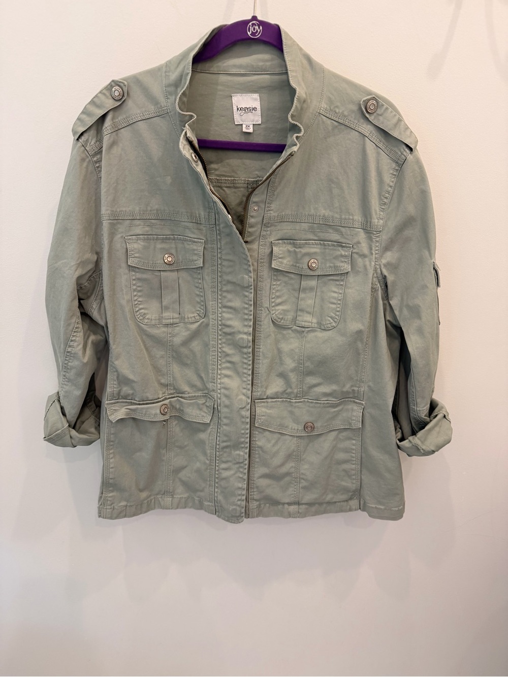 kensie Women’s  Sage Olive Green Utility  Army Jacket